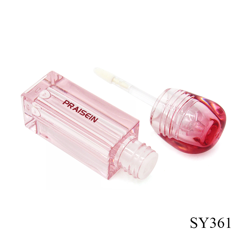 Wholesale price customized pink lip gloss tube cosmetic container 3ml plastic empty transparent lip gloss packaging tube