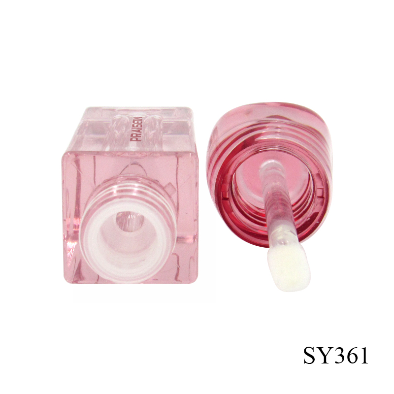 Wholesale price customized pink lip gloss tube cosmetic container 3ml plastic empty transparent lip gloss packaging tube