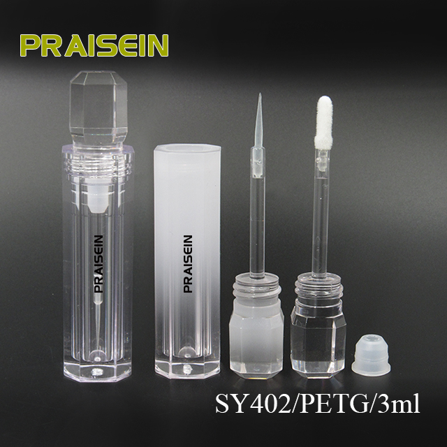 Wholesale 3ml transparent lip gloss tube, gradient white cosmetic lipgloss tubes PETG plastic empty lip gloss container