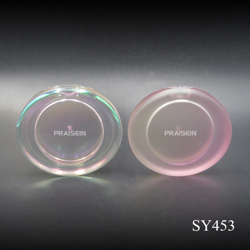 OEM ODM custom clear blush container oval empty blush powder case packaging