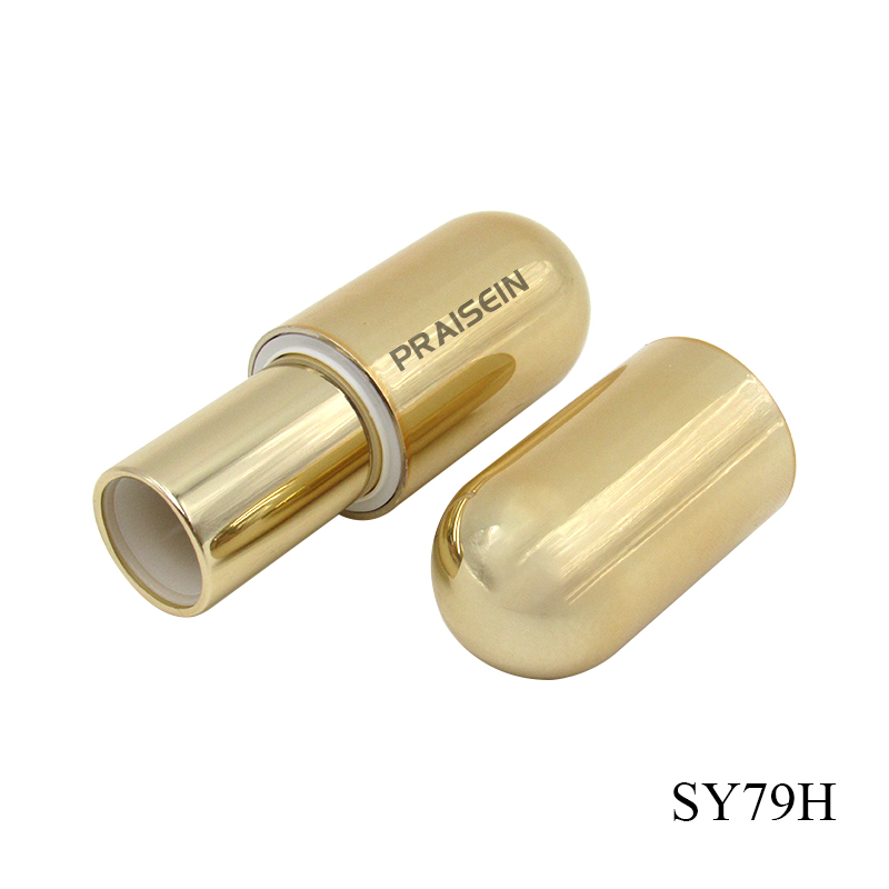 Gold plastic magnetic button lipstick tube custom empty cosmetic packaging container