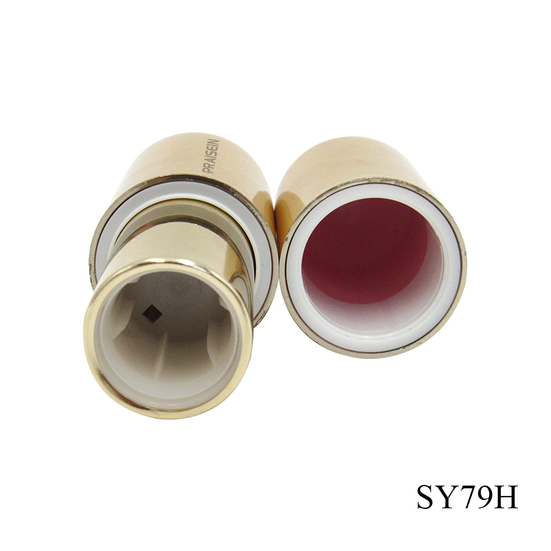 Gold plastic magnetic button lipstick tube custom empty cosmetic packaging container