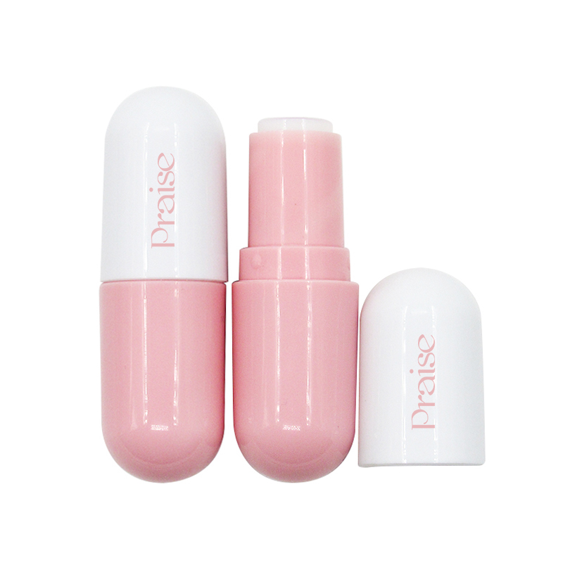 Cosmetics creative designs capsule shaped empty lipstick tube,smooth plastic magnetic buckle lipstick container custom packaging