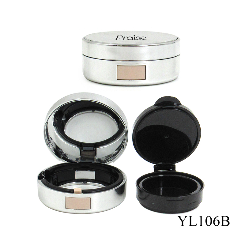 Round Plastic Air Cushion Foundation Liquid case Free Sample Custom Gold Cosmetics Air Cushion BB Cream Container Top Leather