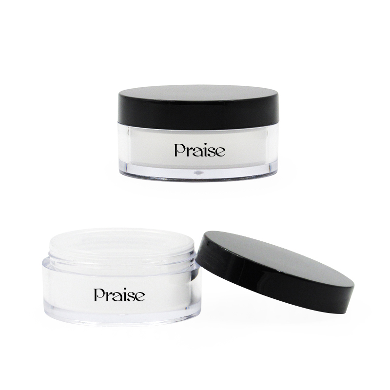 High quality cosmetics powder container customized 30g round empty clear double wall loose powder case plastic packaging