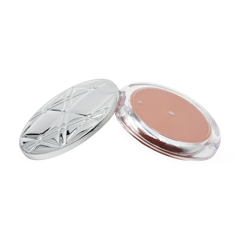 Fashionable luxury cosmetics powder packaging custom 9g empty round plastic monochrome blush highlighter case for sale