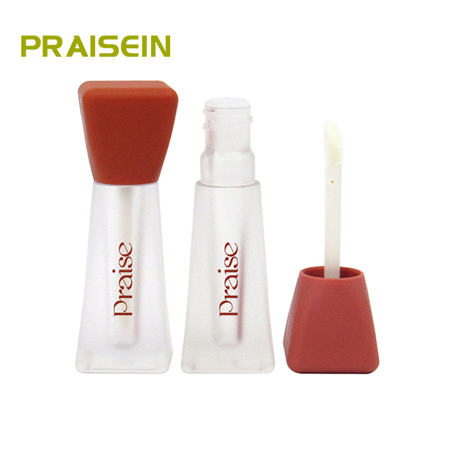 Triangular plastic frosted lip gloss tube 3ml empty transparent lip gloss container cosmetic packaging custom logo