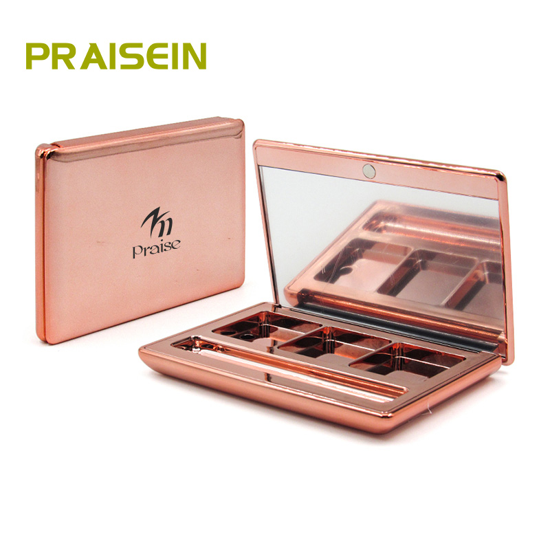 New rose gold square 3 colors eyeshadow palette, magnet eyeshadow case plastic concealer empty box cosmetic packaging