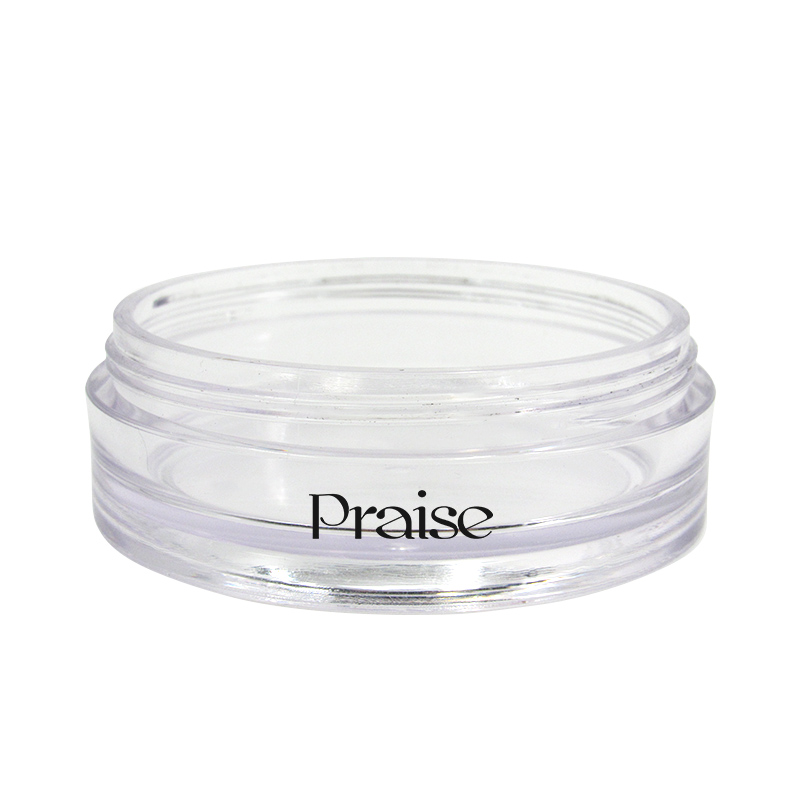 Flip cover makeup powder compact case, round clear empty reusable plastic loose powder container with mirror and sifter