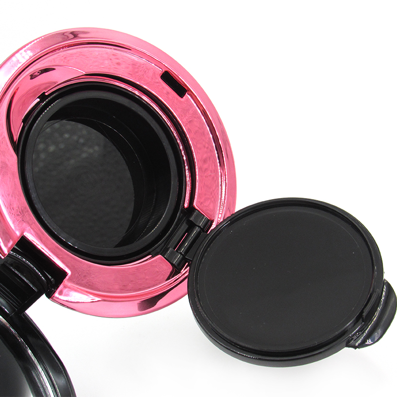 Trendy reusable makeup liquid foundation container, round plastic air cushion BB cream empty case with mirror custom logo