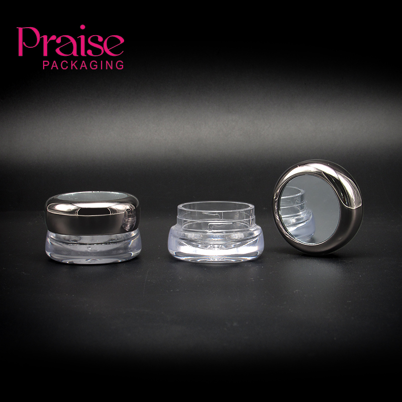 Cosmetic wholesale new design empty mini Eyeliner jar packaging double wall plastic Eyeliner container Top with mirror