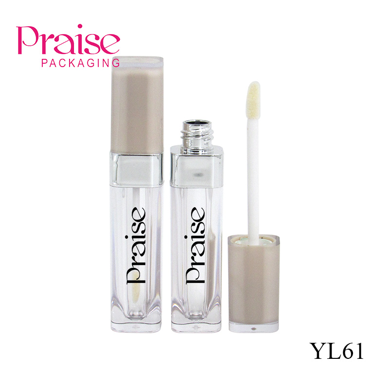 Manufacturer produces cosmetic lip gloss packaging tube, square lip gloss container plastic empty tube custom, support sample