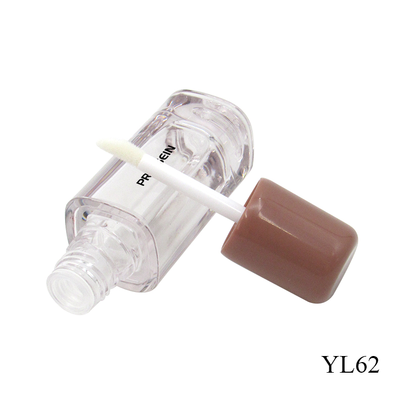 Custom logo cosmetics lip Gloss container packaging 2.5ml 5ml empty plastic square liquid lipstick tube with wand