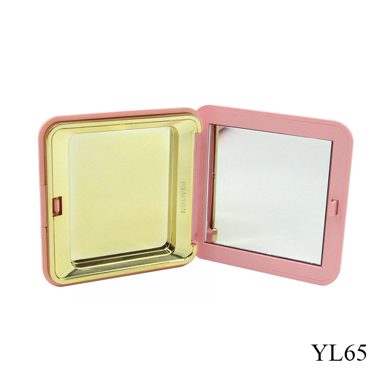 Custom plastic square makeup powder compact case with mirror pink empty blush packaging container