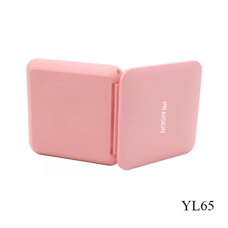 Custom plastic square makeup powder compact case with mirror pink empty blush packaging container