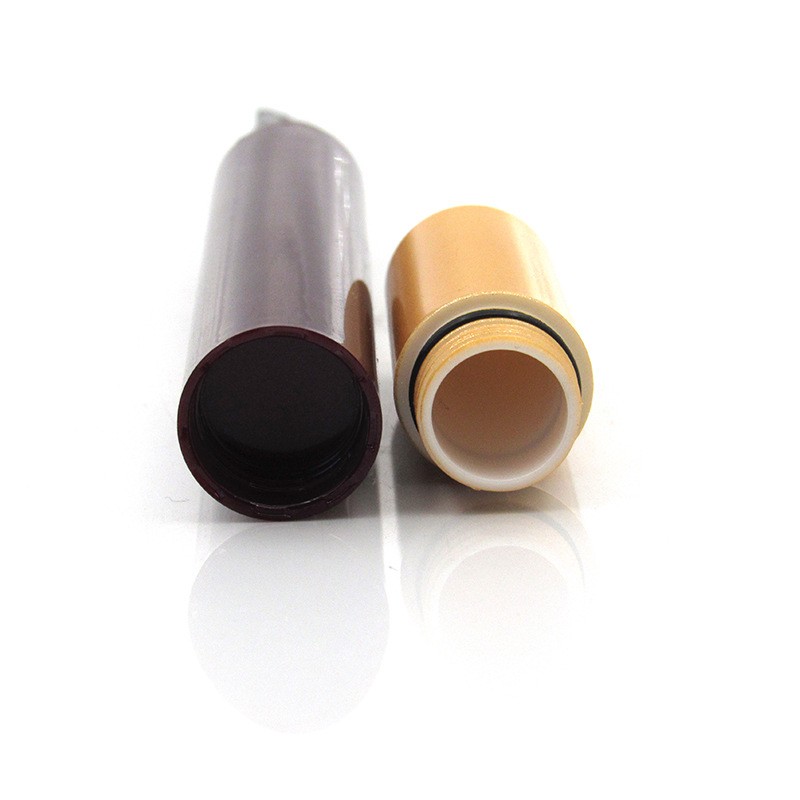 Makeup packaging custom processing empty round brow dye tube, plastic empty eyebrow cream tube with brush