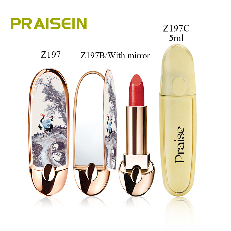 Newest unique design high-grade empty lipstick tube with mirror,lip gloss tube cosmetic plastic packaging Custom printed pattern