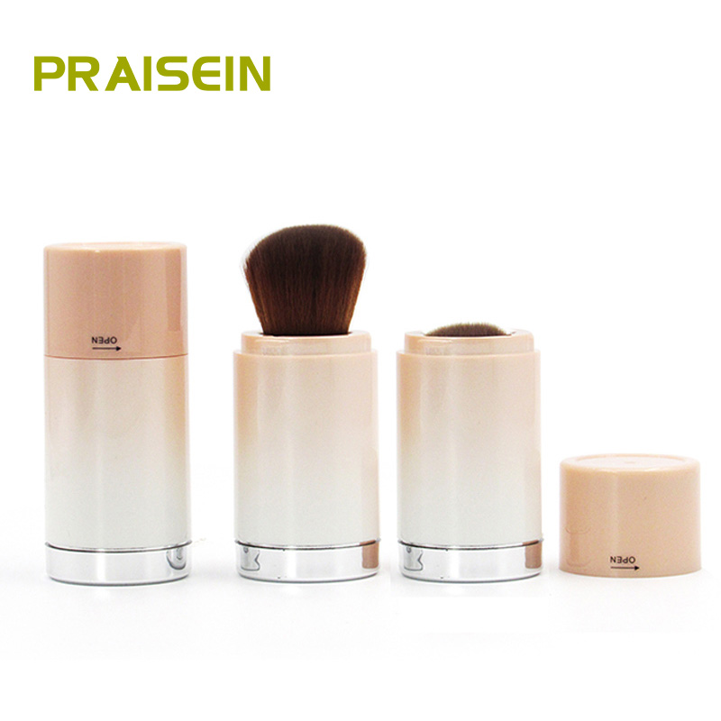 Wholesale custom beauty makeup tools, Cosmetic loose powder blush brush packaging, Bottom rotation plastic round tube