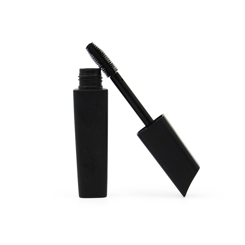 12ml black square empty mascara packaging tube, silicone brush head plastic hair finishing fluid container cosmetic packaging