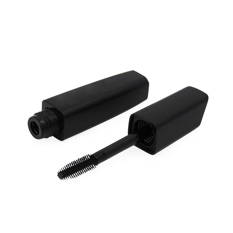 12ml black square empty mascara packaging tube, silicone brush head plastic hair finishing fluid container cosmetic packaging