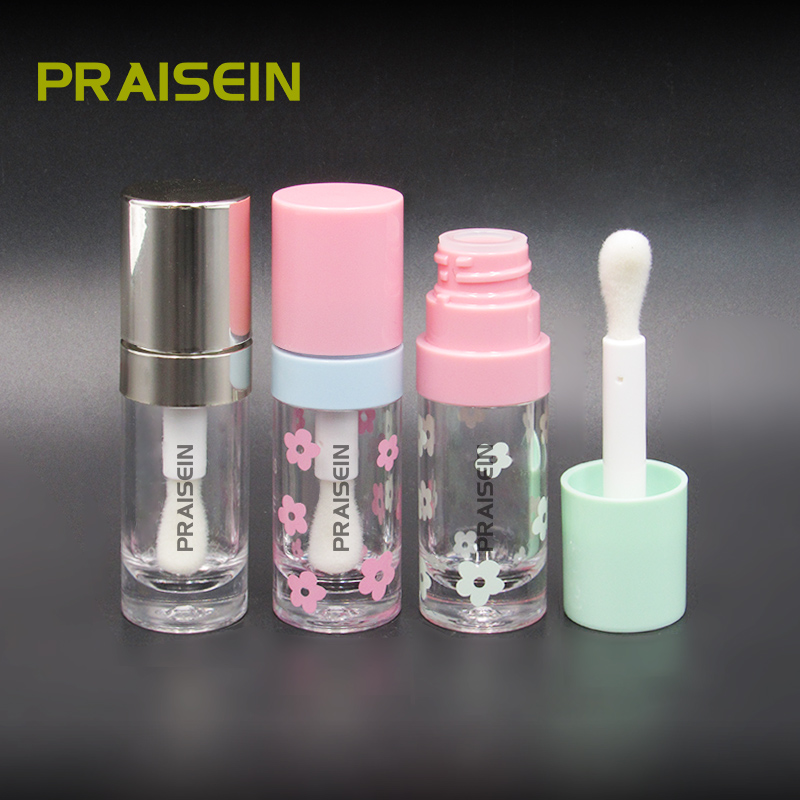 Clear lipgloss packaging tube big brush applicator round empty cosmetic lip gloss container 6.5ml