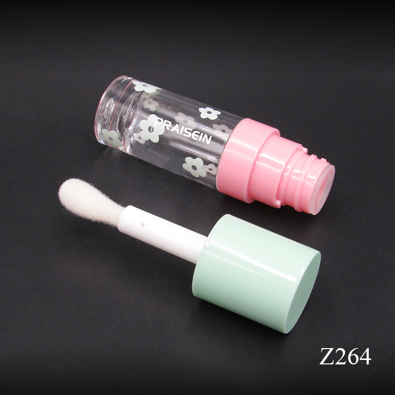 Clear lipgloss packaging tube big brush applicator round empty cosmetic lip gloss container 6.5ml