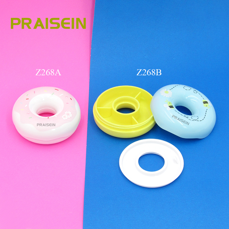 ute donut plastic lip mask container packaging empty 3 color eyeshadow case with logo