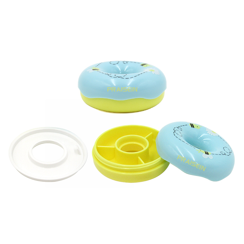 ute donut plastic lip mask container packaging empty 3 color eyeshadow case with logo