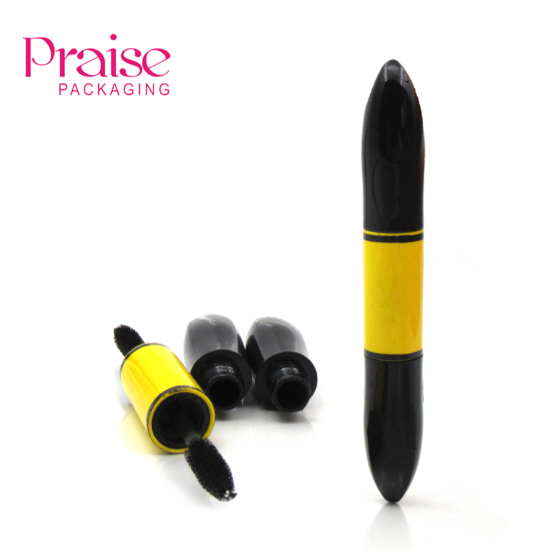 Factory price cosmetic packaging double ends 2 in 1empty Mascara Tube container two sides Makeup Thick and long mascara brush