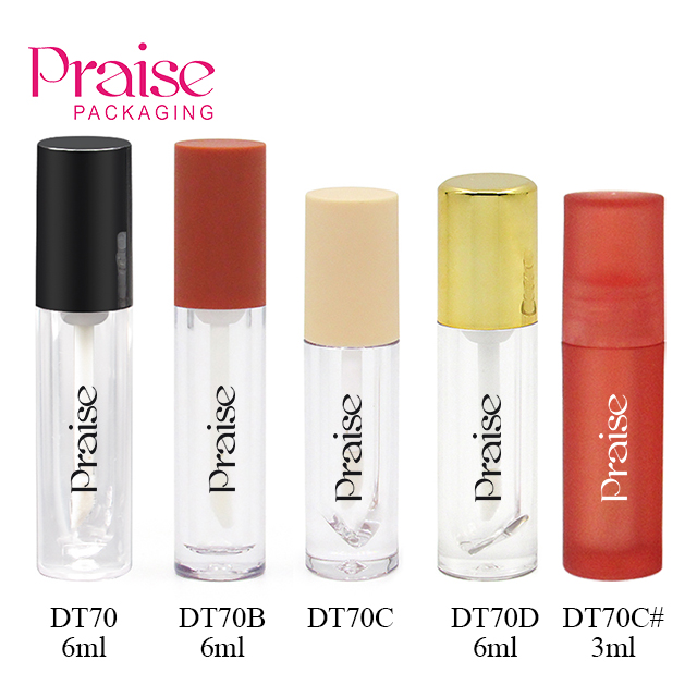 Hot sale wholesale cosmetic empty clear lip gloss tube round Lipgloss container 3ml 6ml makeup plastic tube packaging