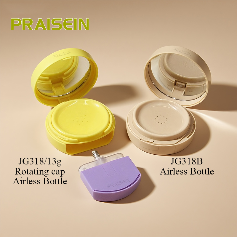 New press type airless air cushion case plastic packaging custom logo 13g circular screw lid air cushion foundation case