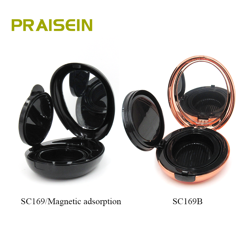 Customized new magnetic adsorption air cushion case cosmetic packaging oval plastic concealer liquid foundation container