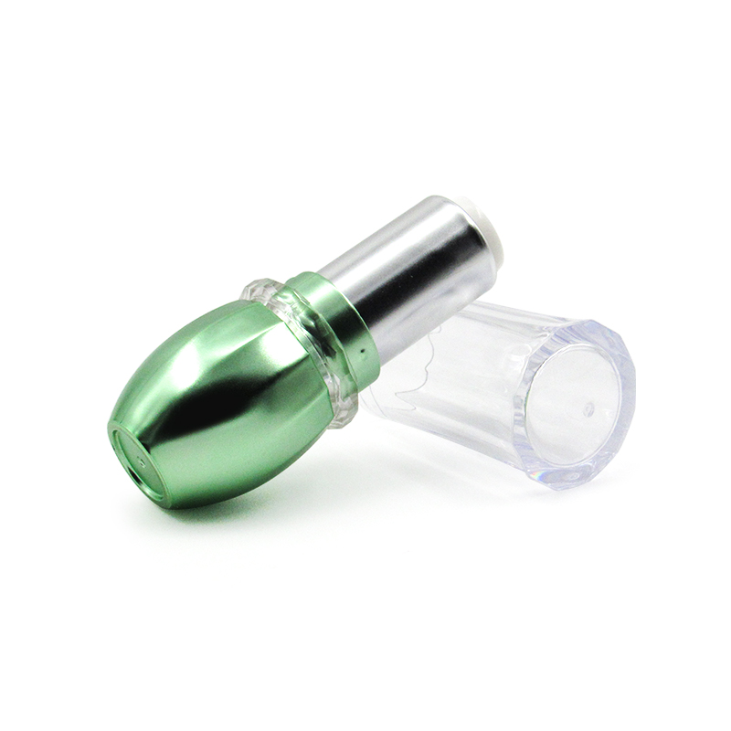 Manufacturers produce green plastic cosmetic lipstick tube container