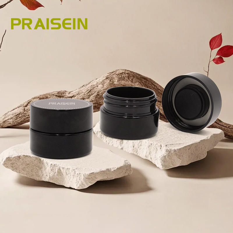 High quality small plastic loose powder packaging container wholesale round empty transparent cosmetics blush powder case