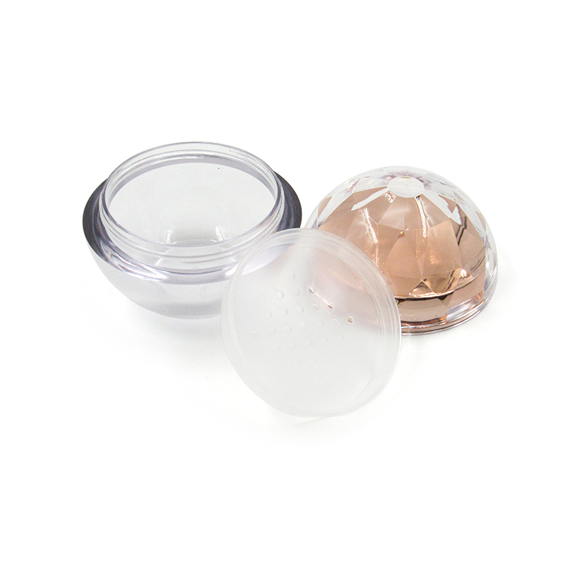 Cosmetic 18g round clear plastic isolation mesh sieve empty loose powder case spherical makeup packaging