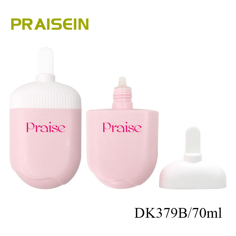 Cute ice cream shaped plastic hand cream bottles custom private label, 70ml pink squeeze type empty cosmetic lotion container