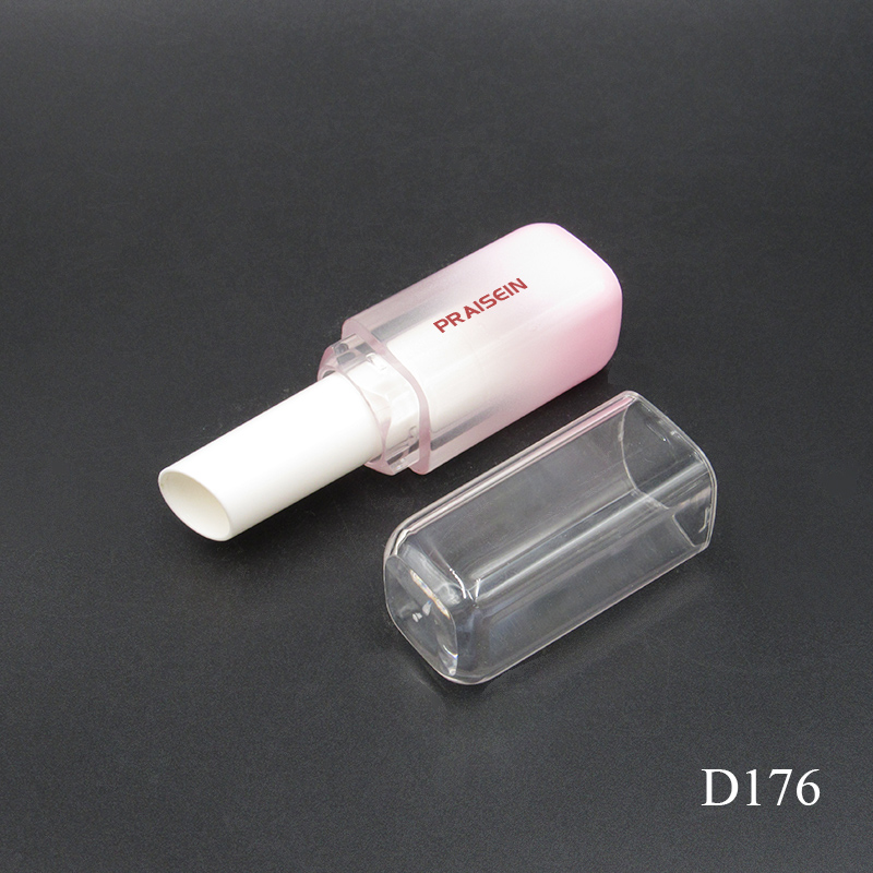 Private Customized Unidirectional Rotating Lipstick Tube square Gradient pink Lipstick Container Cosmetic Plastic Packaging