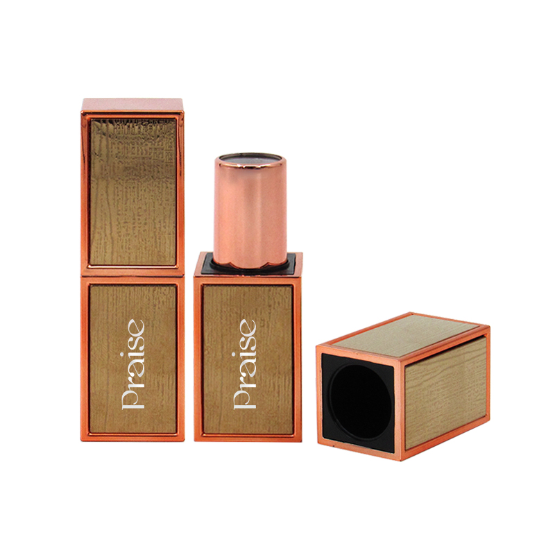 High-end production aluminum cosmetic lipstick tube square magnetic adsorption plastic lipstick container printed logo