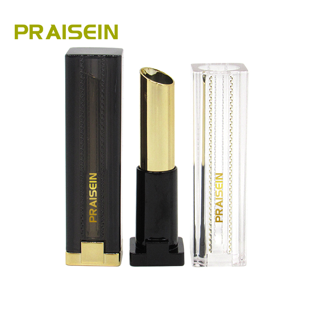 Wholesale square cosmetic empty lipstick tube black plastic can fill empty lipstick container packaging