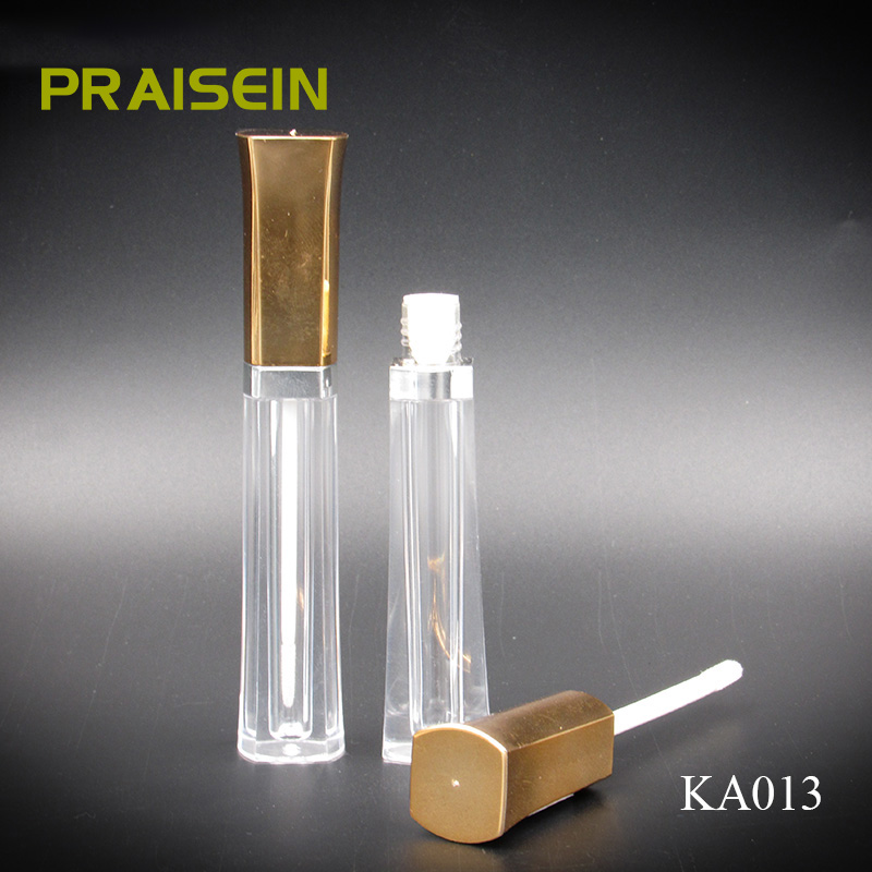 Empty transparent plastic lip gloss tube with wand custom cosmetic container packaging