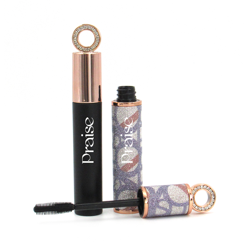 OEM Empty Cosmetic packaging round plastic empty lip gloss tube 10ml mascara tube container with rotating brush