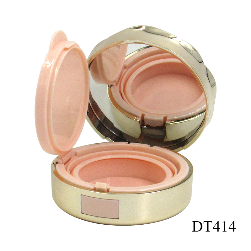 Rose design round plastic air cushion BB cream container cosmetic packaging empty liquid foundation case with mirror