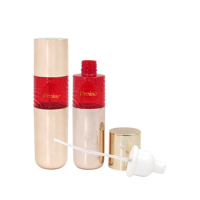 Premium plastic cosmetic set bottles custom private label round gold essence lotion bottle with pump, empty wide mouth cream jar