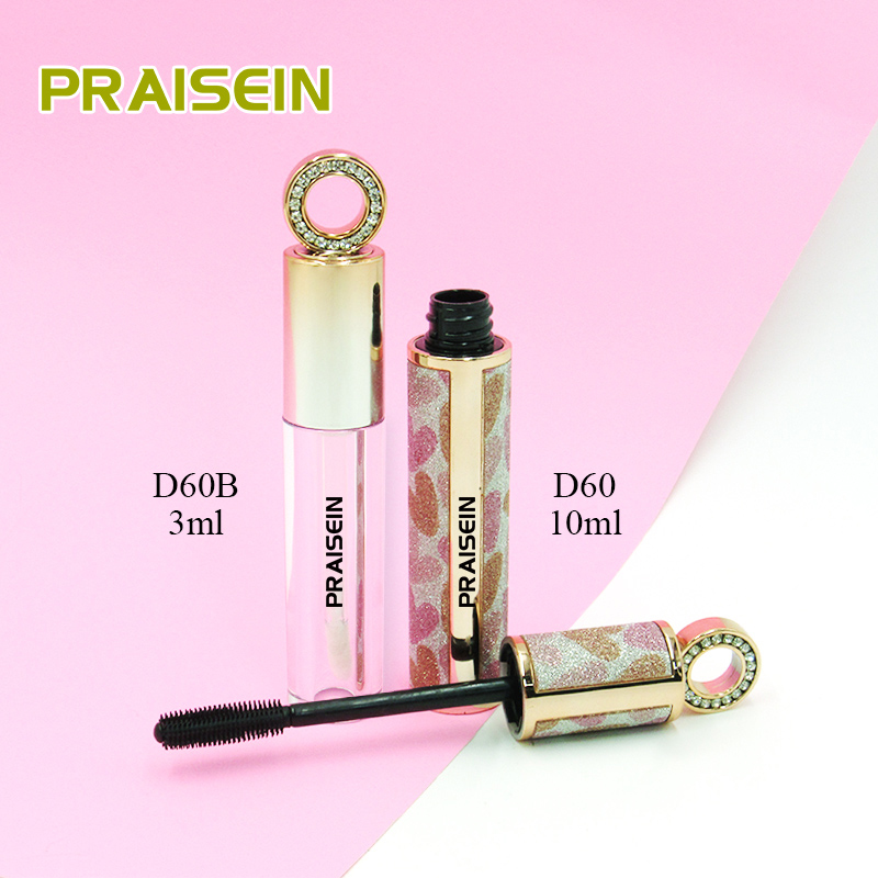 OEM Empty Cosmetic packaging round plastic empty lip gloss tube 10ml mascara tube container with rotating brush