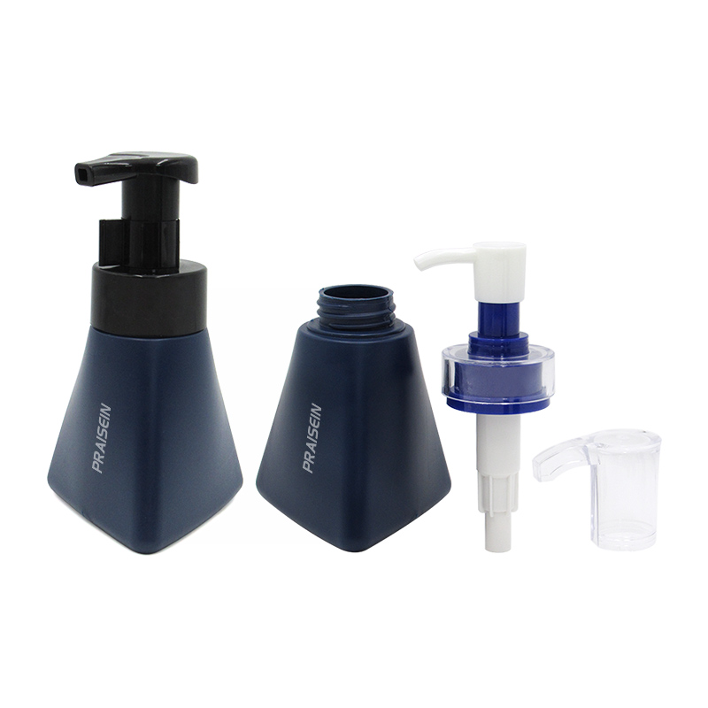 Factory price triangle blue foam bottle 150ml 400ml pe plastic bottle shampoo and lotion