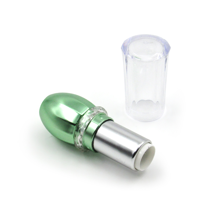 Manufacturers produce green plastic cosmetic lipstick tube container