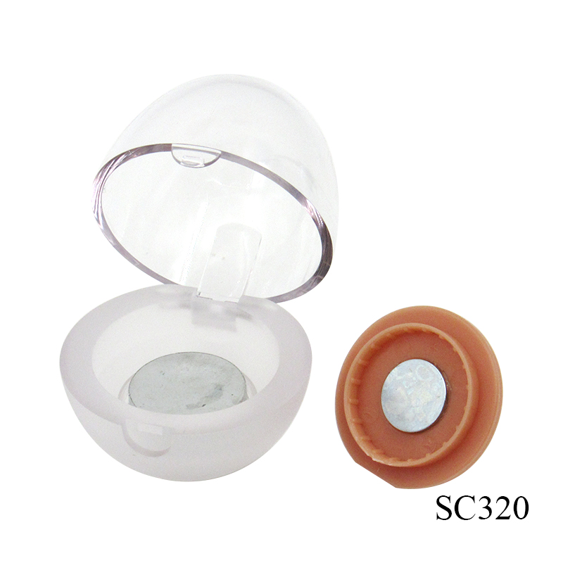 Egg-shape magnet adsorption cosmetic eye shadow case manufacturer newly designed empty transparent plastic eye shadow container