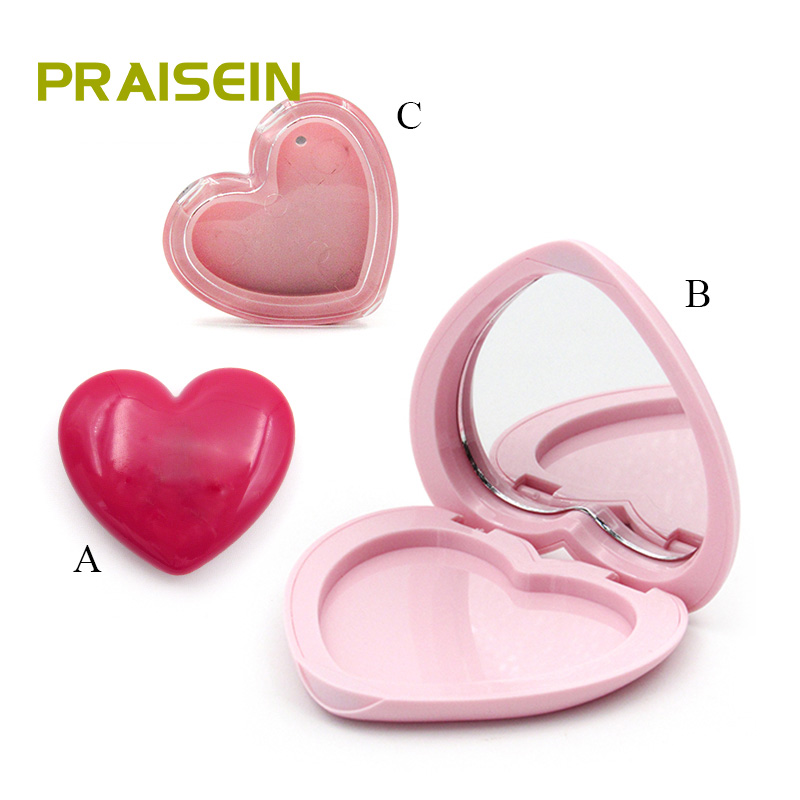 Manufacturer custom empty eye shadow blush container heart-shaped cosmetic eye shadow case packaging