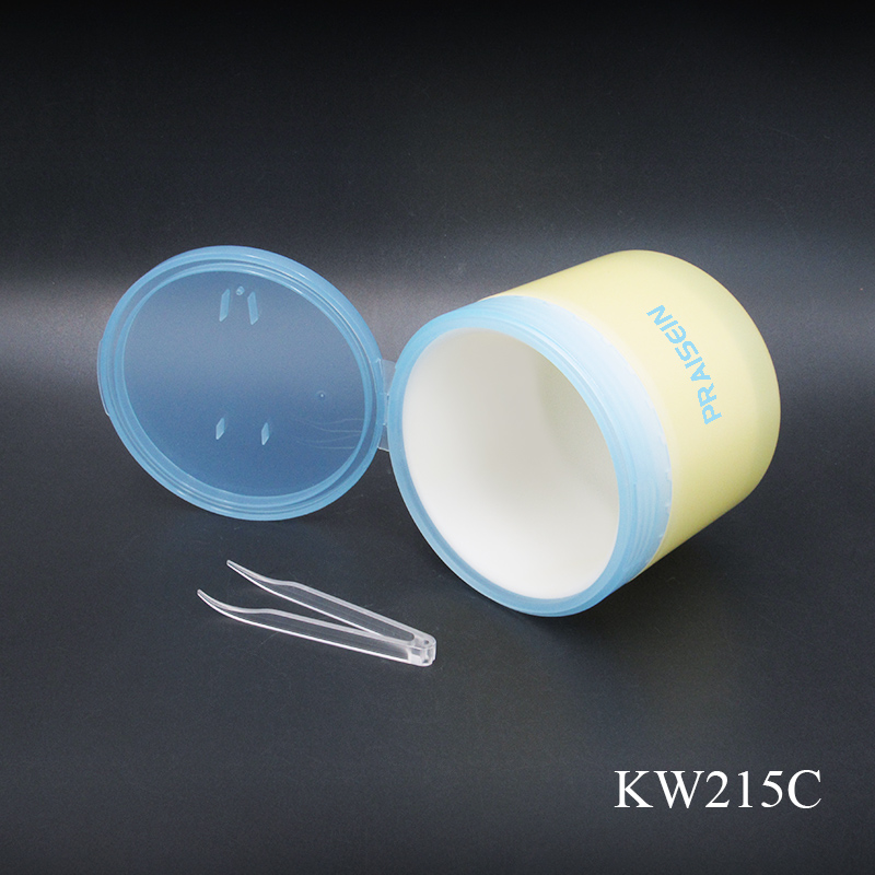 Refillable Round Plastic Empty 200g Moisturizing Cotton Pad Container Empty Skin Care Jar with Tweezers
