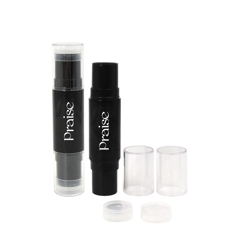 Factory wholesale smooth black plastic two-head foundation cream tube round cosmetic concealer stick container